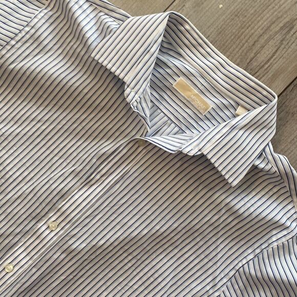 Michael Kors Mens Dress Button Down Shirt Navy and Light Blue Stripes-NWOT - Picture 2 of 7